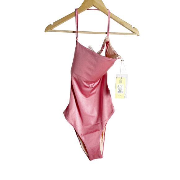 KIBYS Roxy Rose Garden Pink One Shoulder One Piece Swimsuit Size Medium - Picture 5 of 13